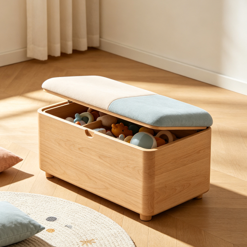 Modern Children Toy Storage Bench With Cushion Seat