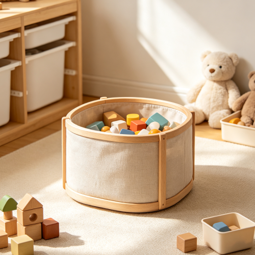 Foldable Kids Toy Storage Box With Fabric Cover Design